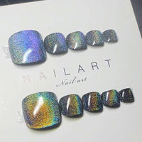 No.52 Rainbow Cat's Eye Toenail 24pcs/Sets