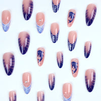 No.F484 Blue Fingernails Patch 24pcs/Set