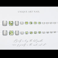 Juego de 24 parches para uñas de los pies, ojo de gato, Aurora Verde