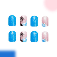 No.BH3 Wave Coconut Tree Fingernails Patch 24pcs/Set