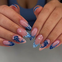 No.F484 Blue Fingernails Patch 24pcs/Set
