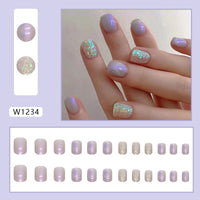 No.F374 Aurora Purple Fingernails Patch 24pcs/Set