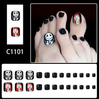 No.AW126 Halloween Black Ghost Face Toenails Patch 24pcs/Set