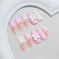 No.F444 Pearl Bow Fingernails Patch 24pcs/Set