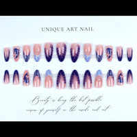 No.F484 Blue Fingernails Patch 24pcs/Set