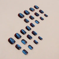 No.F325 Blue Glitter Fingernails Patch 24pcs/Set