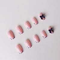 No.F237 Leopard Print Bow Fingernails Patch 24pcs/Set