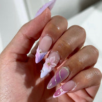 No.F486 3D Pink Flowers Fingernails Patch 24pcs/Set