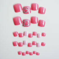 No.553 Rose Pink Glitter Toenails Patch 24pcs/Set