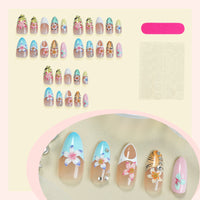 No.F408 Painted Flowers Fingernails Patch 24pcs/Set