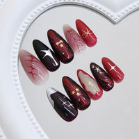No.F453 Crimson Star Fingernails Patch 24pcs/Set