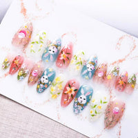 No.ET17 Colorful Flowers Fingernails Patch 24pcs/Set