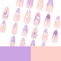No.F367 Purple 3D Flowers Fingernails Patch 24pcs/Set
