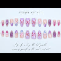 No.F486 3D Pink Flowers Fingernails Patch 24pcs/Set