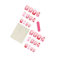 No.F263 Strawberry Bow Fingernails Patch 24pcs/Set