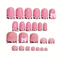 No.PSN72 Leopard Print Bow Hand & Toe Pair Set-48pcs
