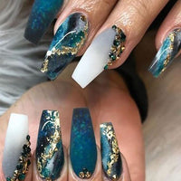 No.F425 Blue Gradient Fingernails Patch 24pcs/Set