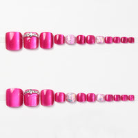 No.526 Rose Red Cat's Eye Toenails Patch 24pcs/Set