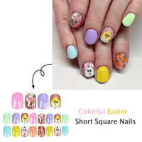 No.ET37 Colorful Rabbits Fingernails Patch 24pcs/Set