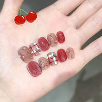 No.FP30 Cherry Cat's Eye Hand Made Fingernails 10pcs