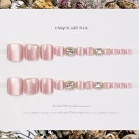 No.518 Pink Cat's Eye Toenails Patch 24pcs/Set