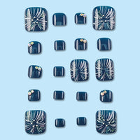 No.73 Vibrant Fireworks Blue Toe Nails 24pcs/Set