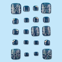 Vibrant Fireworks Blue Toe Nails 24pcs/Set