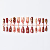 No.CM118 Christmas Red Flower Fingernails Patch 24pcs/Set