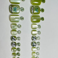 No.DT10 Green Butterfly Cat's Eye Toenails Patch 24pcs/Set