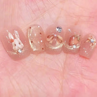 No.ET6 Rabbit Cat's Eye Hand Made Fingernails 10pcs