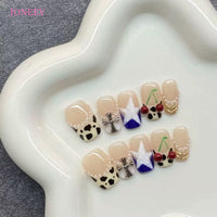 No.FP39 Leopard Hand Made Fingernails 10pcs