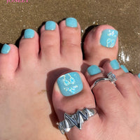 No.DT13 Sky Blue Cat's Eyes Toenails Patch 24pcs/Set