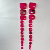 No.DT5 Cute Rose Red Toenails Patch 24pcs/Set
