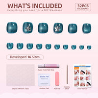 No.464 Blue Cat's Eye Toenails Patch 32pcs/Set