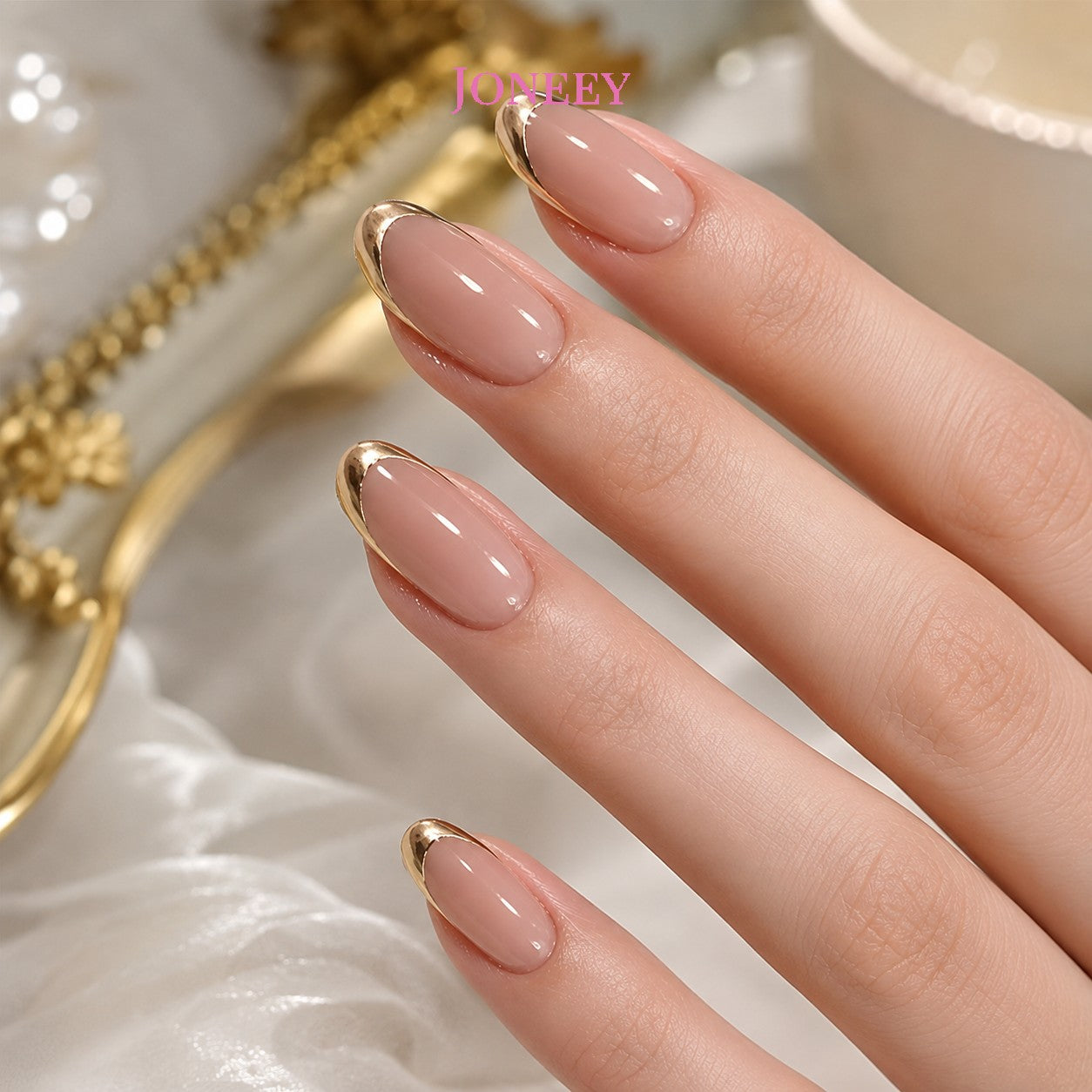 No.F288 Apricot Fingernails Patch 24pcs/Set