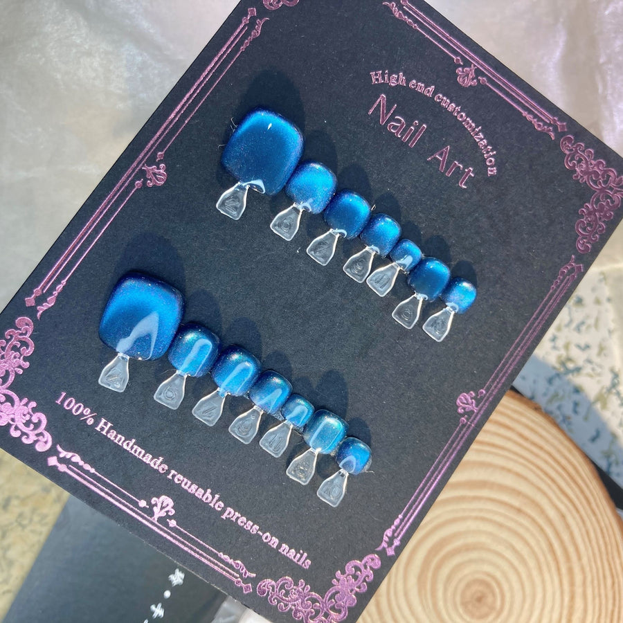 No.610 Blue Cat's Eye Toenails Patch 10pcs/Set