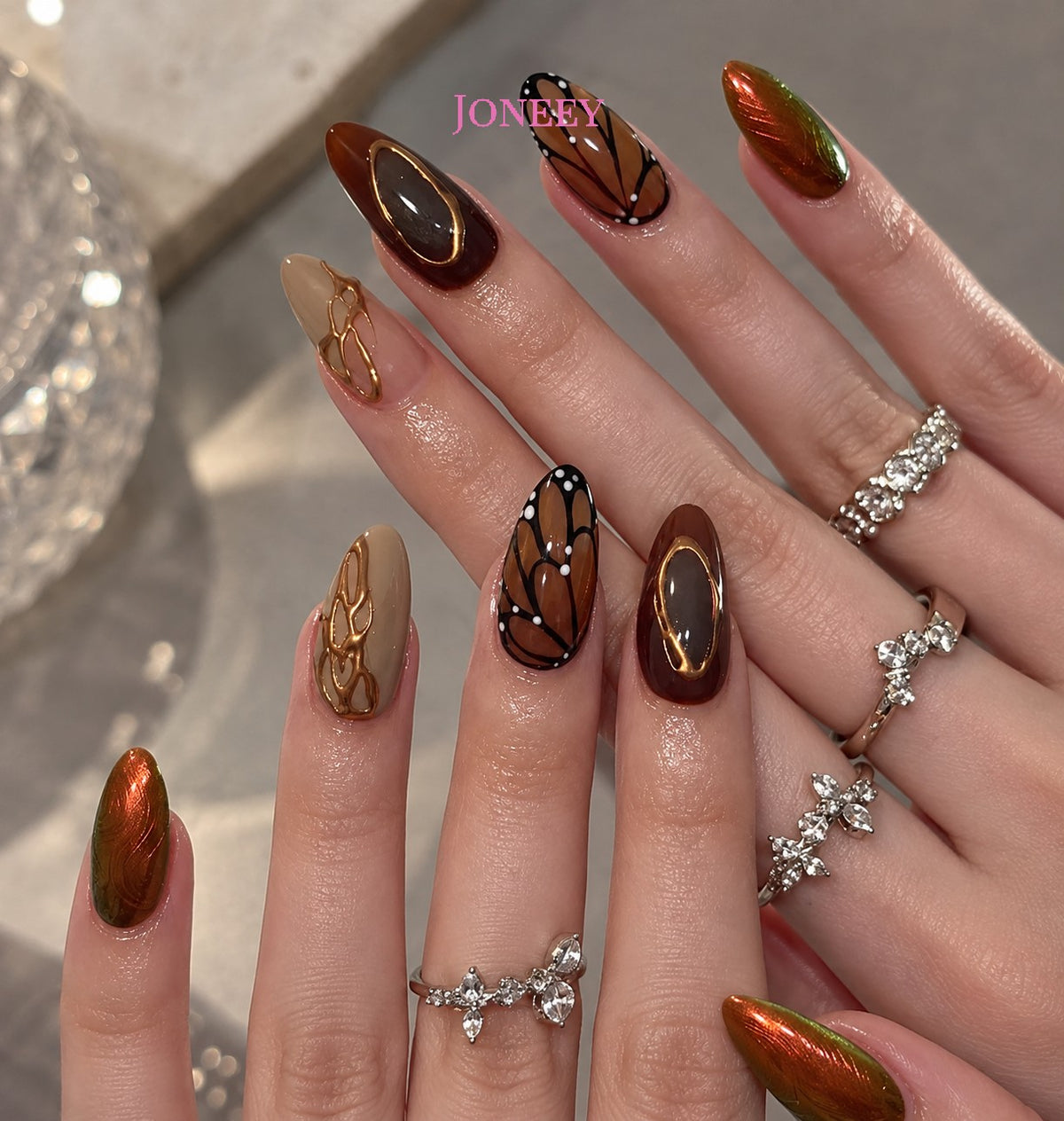 No.F528 Butterfly Fingernails Patch 24pcs/Set