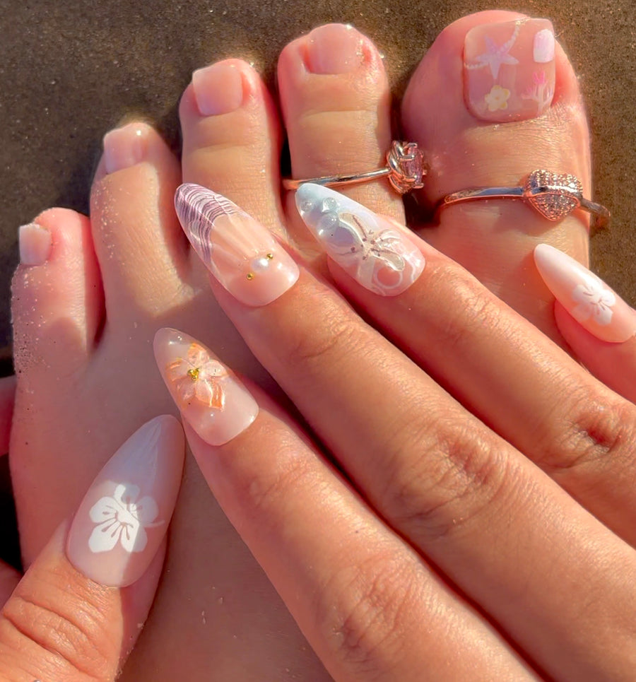 No.PSN164 Pink Cat's Eye Hand & Toe Pair Set-48pcs