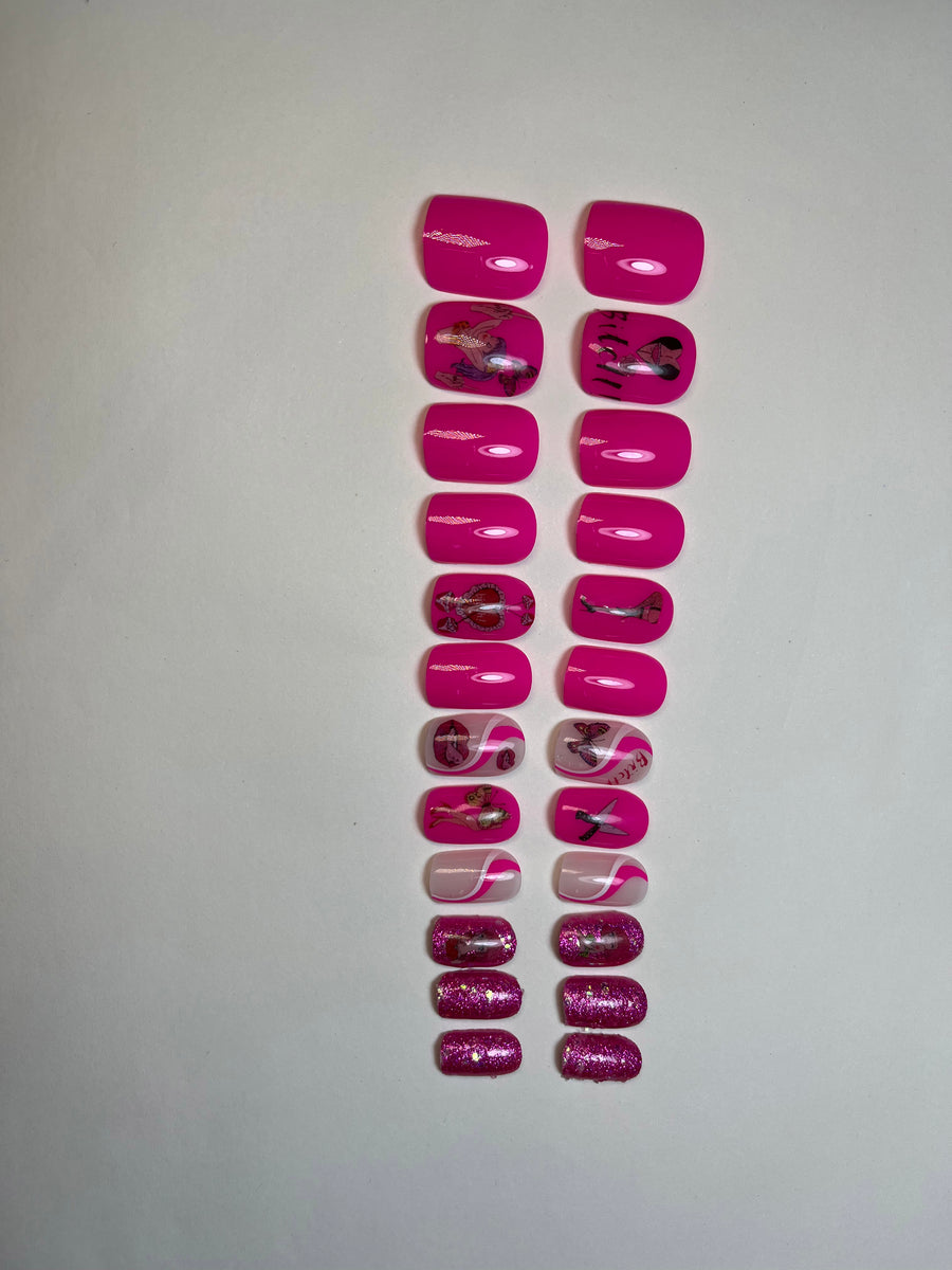 No.DF2 Cute Rose Red Fingernails Patch 24pcs/Set