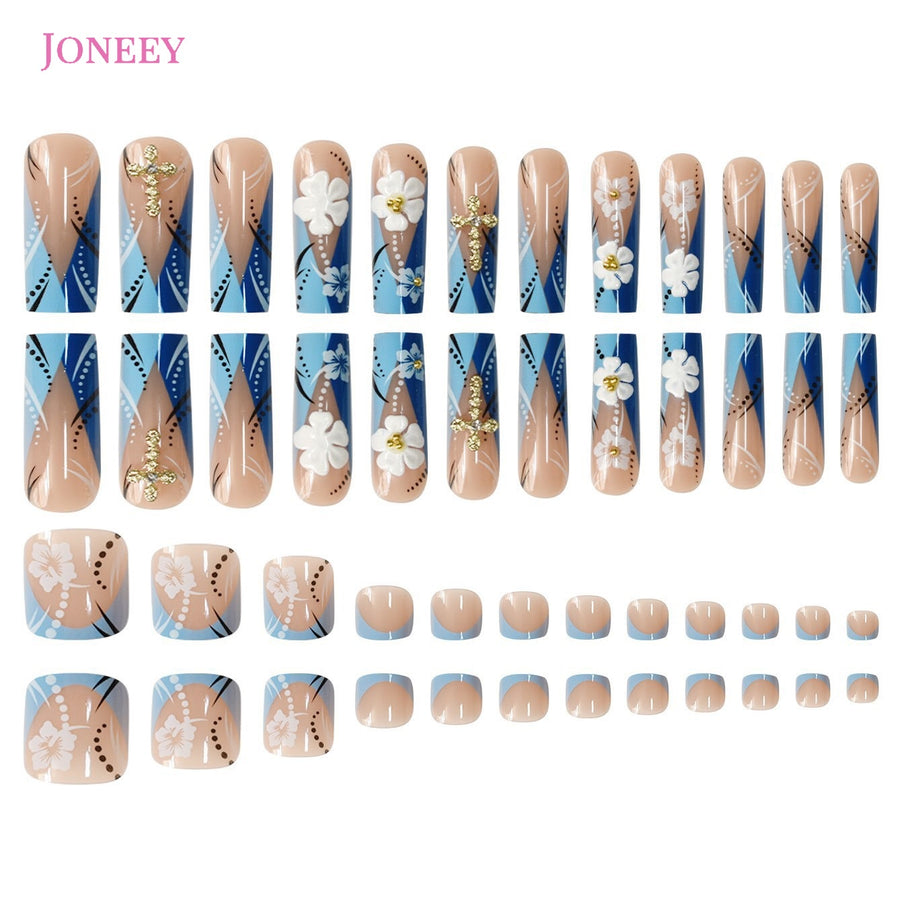 No.PSN130 White Flowers Hand & Toe Pair Set-48pcs
