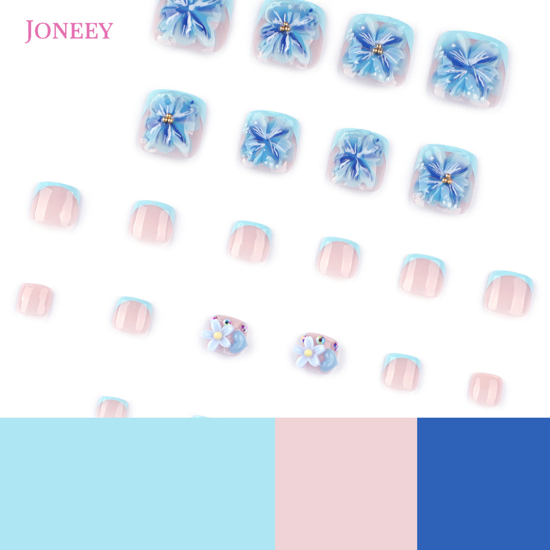 No.569 Blue Flower Toenails Patch 24pcs/Set