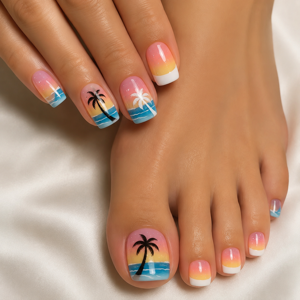 No.PSN207 Wave Coconut Tree Hand & Toe Pair Set-48pcs