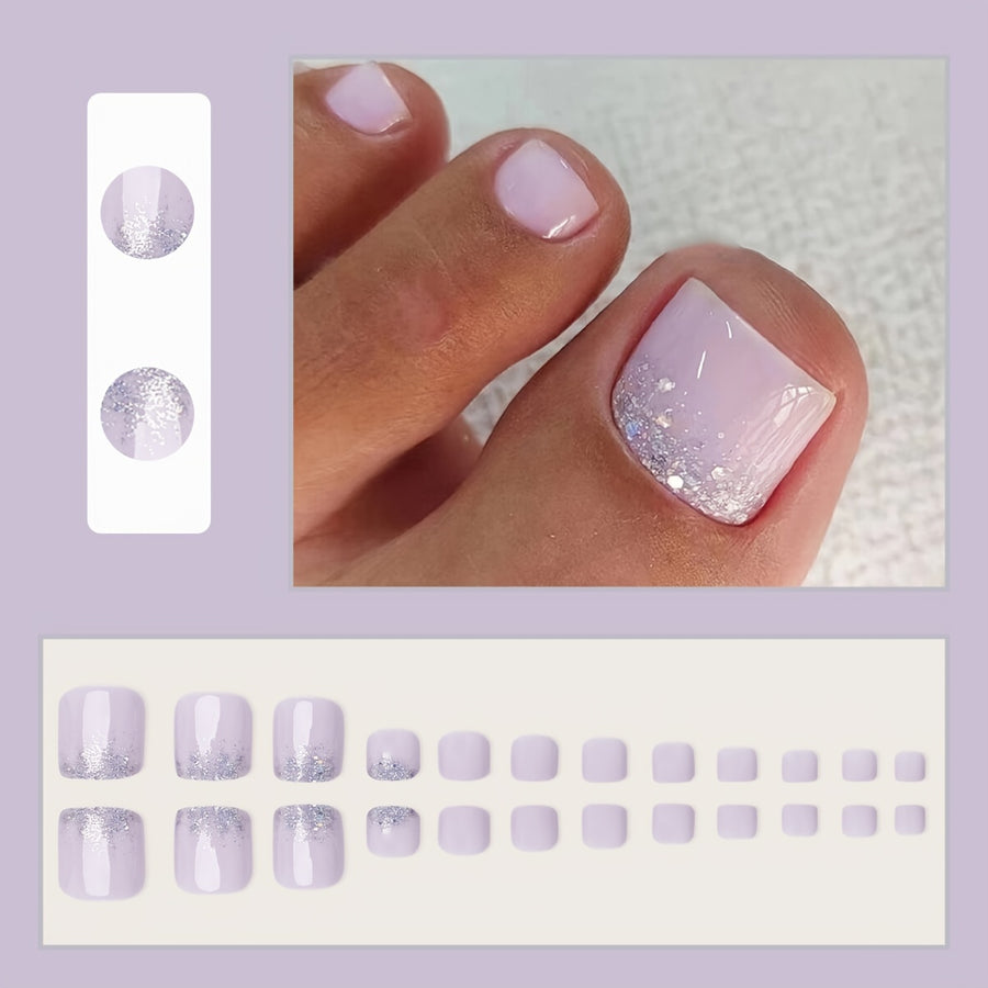 No.180 Glitter Cute Diamond Toenails Patch 24pcs/Set