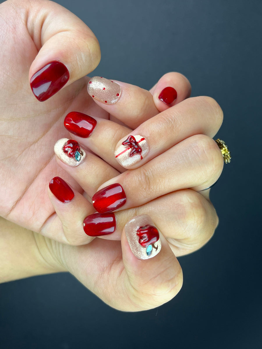 No.FP25 10pcs Cute Apple Cat's Eye Fingernails