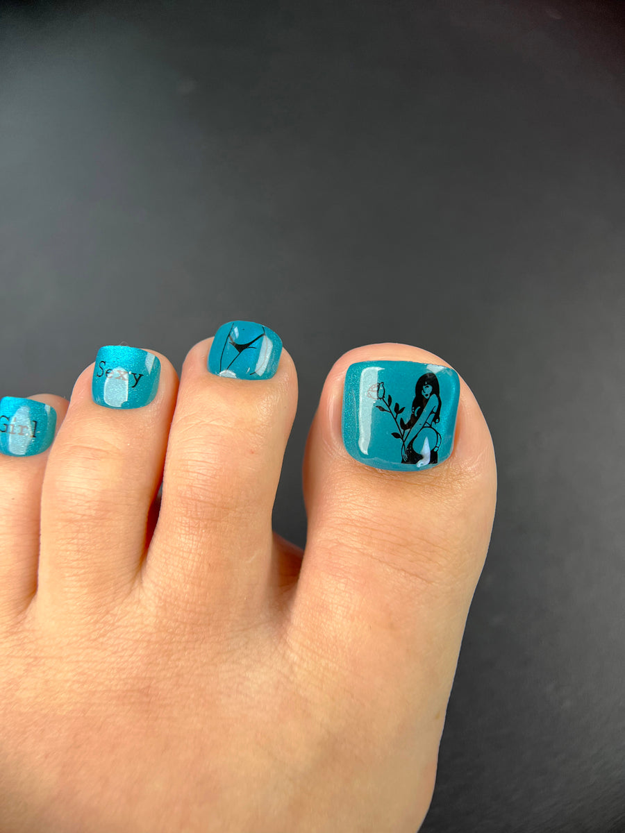 No.DT1 Sexy Blue Cat's Eye Toenails Patch 24pcs/Set