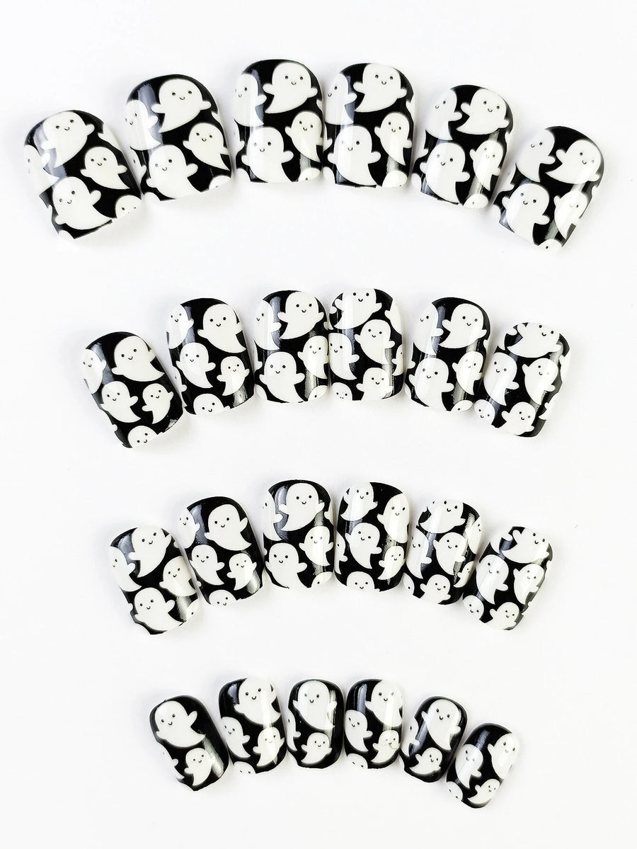 No.AW15 Halloween Luminous White Ghost  Fingernails Patch 24pcs/Set