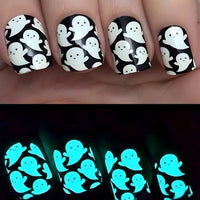 No.AW15 Halloween Luminous White Ghost  Fingernails Patch 24pcs/Set