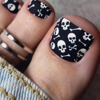 No.336 Halloween Skull Head Black & White Matte Design Toenails Patch 24pcs/Set