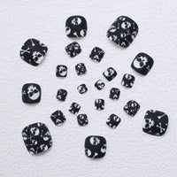 No.336 Halloween Skull Head Black & White Matte Design Toenails Patch 24pcs/Set