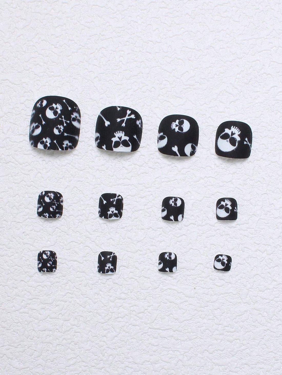 No.336 Halloween Skull Head Black & White Matte Design Toenails Patch 24pcs/Set